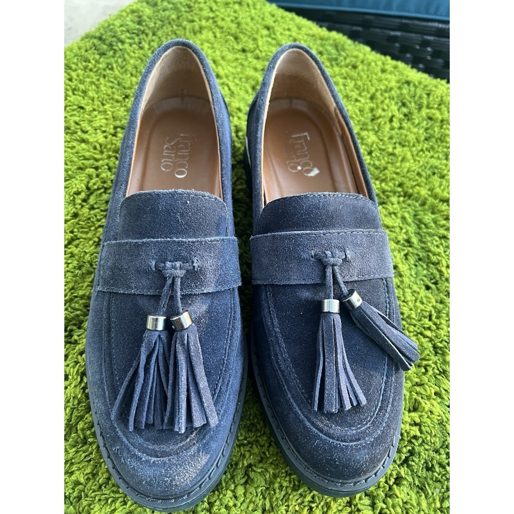 FRANCO SARTO WOMENS CAROLYNN Suede LEATHER TASSEL LOAFER INKY NAVY 8.5 Classic